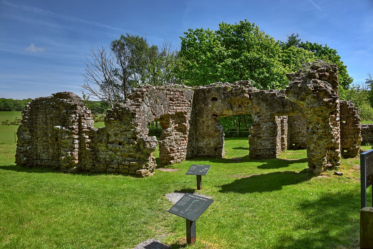 The tall Roman bath house walls known as Walls Castle at Ravenglass